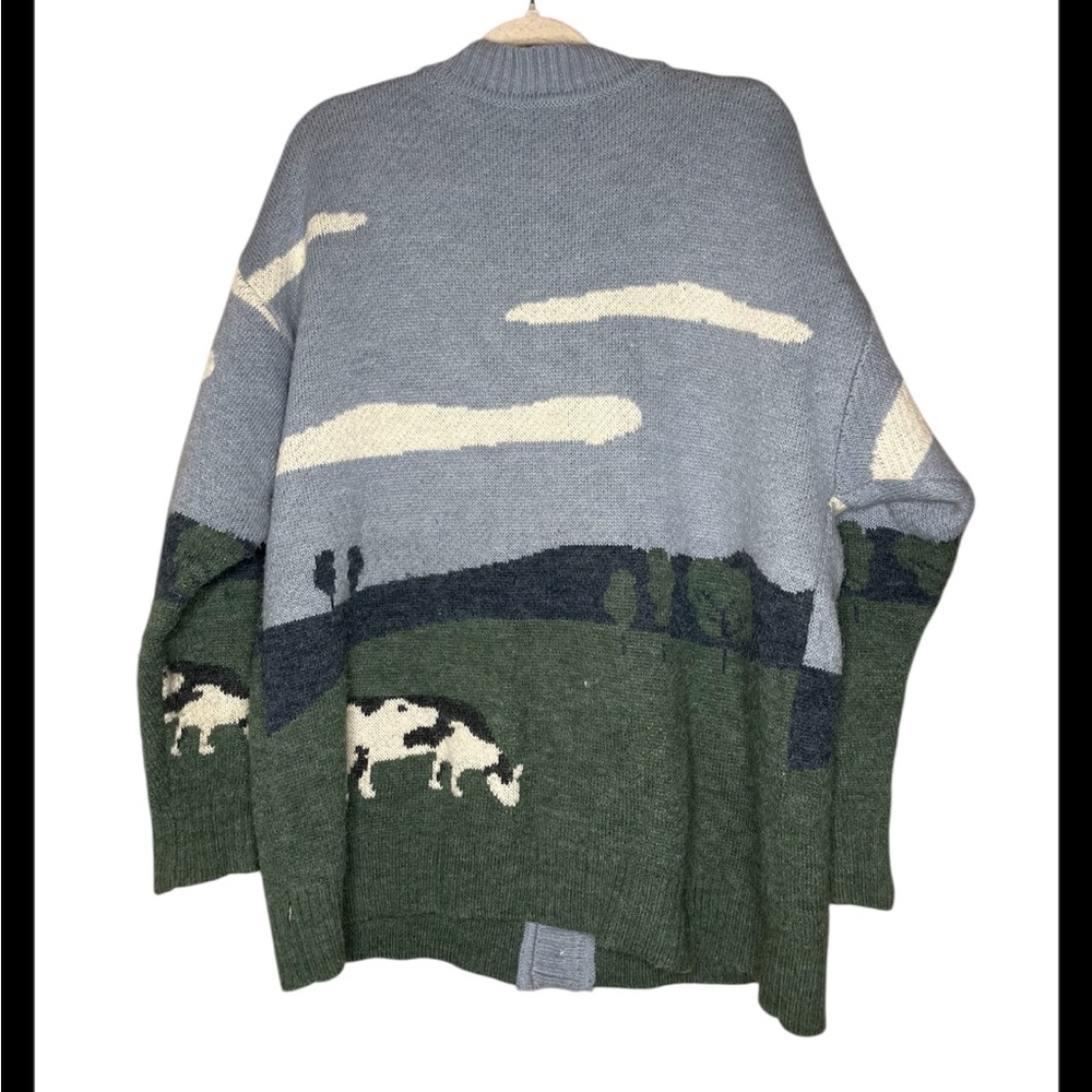 Aelfric Eden Blue and Green Landscape Cardigan - Picture 6 of 6